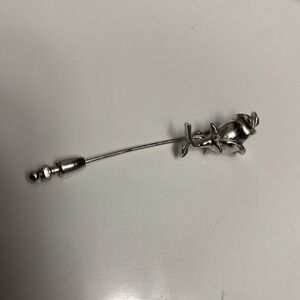 Vintage Trifari Marked Signed Silvertone Triple Rose Lapel Stick Pin